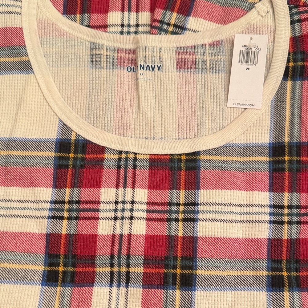 Old Navy Plaid Thermal Waffle-Knit Pajama Top